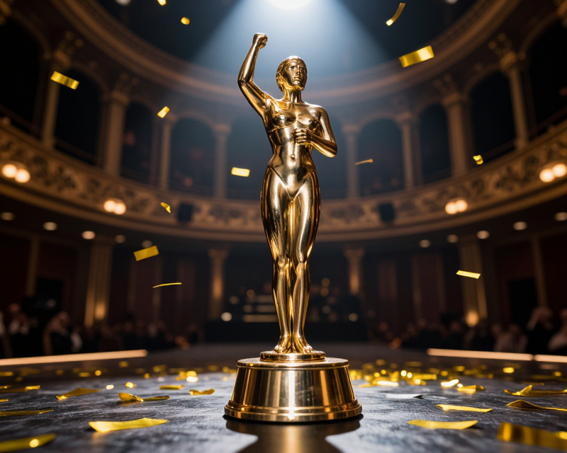 Golden Music Award Trophy in Spotlight