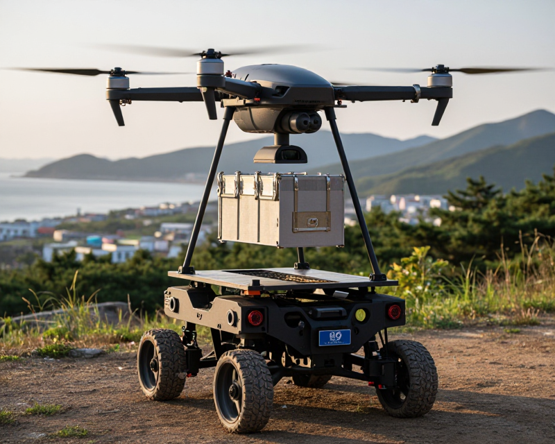 Drone and Robot Delivery System Test
